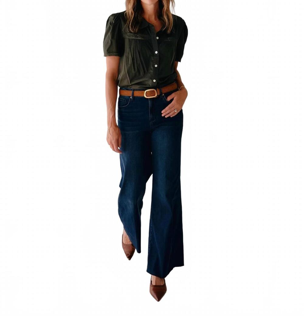NEW KUT FROM THE KLOTH women's vienna button front top in olive